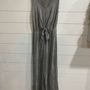 Caution To The Wind Black and White Striped Jumpsuit